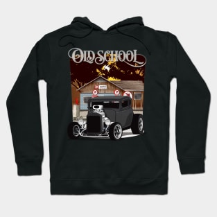 1932 Black Chevy 5 Window Coupe HotRod Old School Print Hoodie